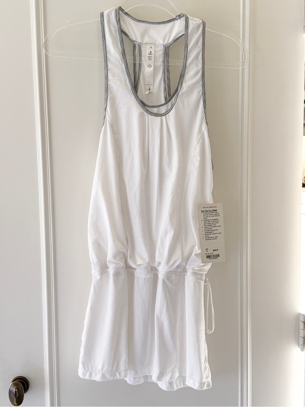 Lululemon White Sleeveless Athletic Dress with Grey Trim Size 6 - with tags